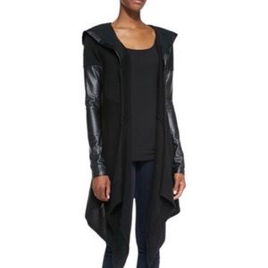 Blank Nyc Faux Leather Trim Long Hooded 